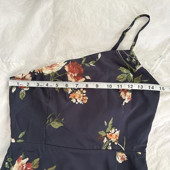 NWT Lulus Exceptional Attraction Navy Blue Floral One-Shoulder Maxi Dress Size S - Picture 9 of 10